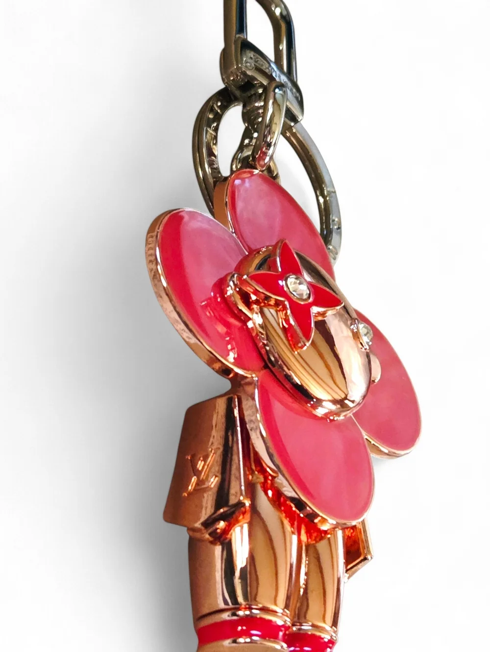 Pink/Rose Gold/Silver Floral Charm Keychain Bag Charm